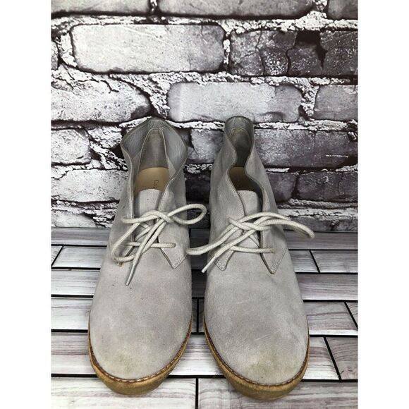 Cole Haan Halley Gray Suede Lace Up Crepe Wedge Booties Women’s Sz 8.5B US/39EU - Picture 2 of 16
